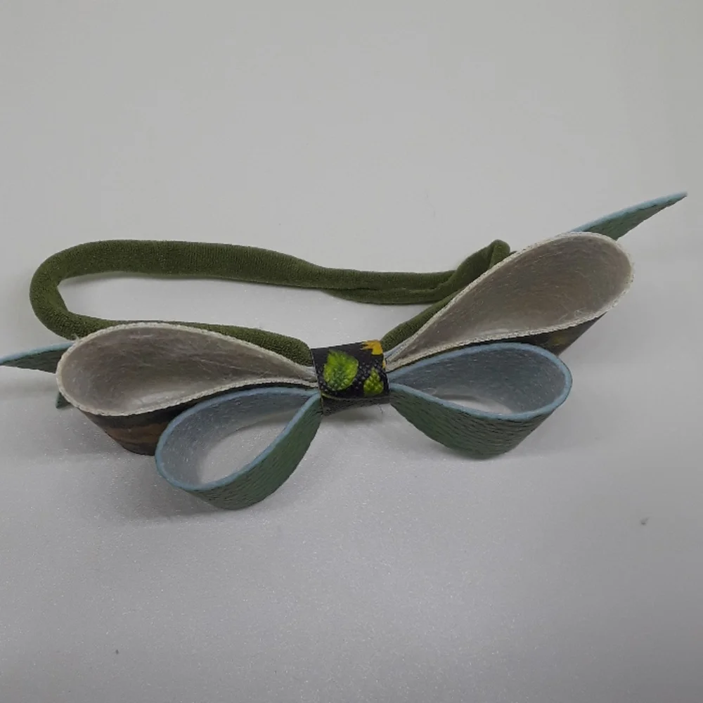 green and sunflower bow headband